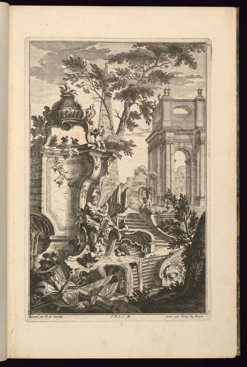 Progetto per fontana con dio del fiume da François de Cuvilliés the Elder