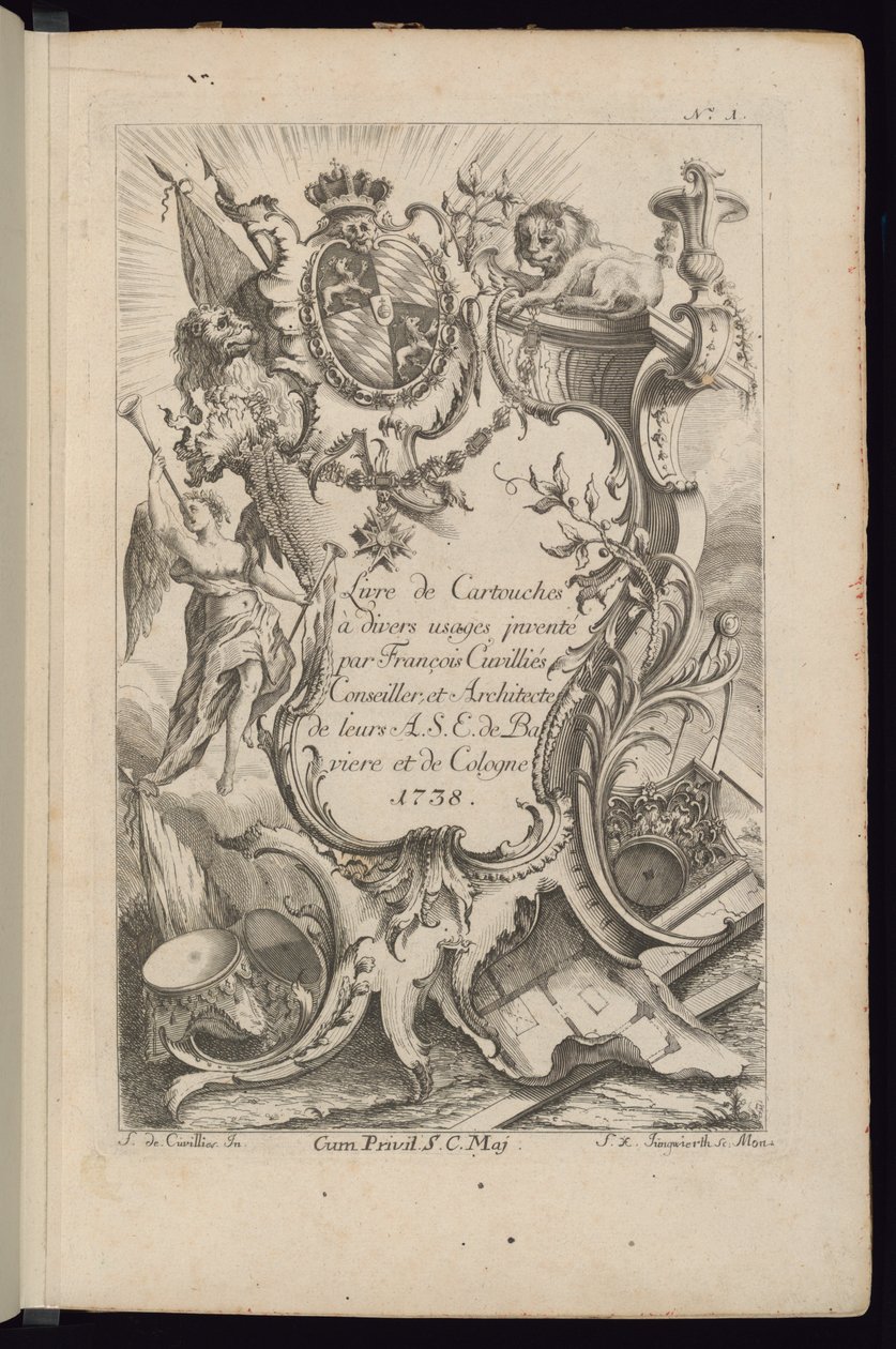 Pagina del titolo, Livre de Cartouches à divers usages (Libro di cartigli per diversi usi) da François de Cuvilliés the Elder