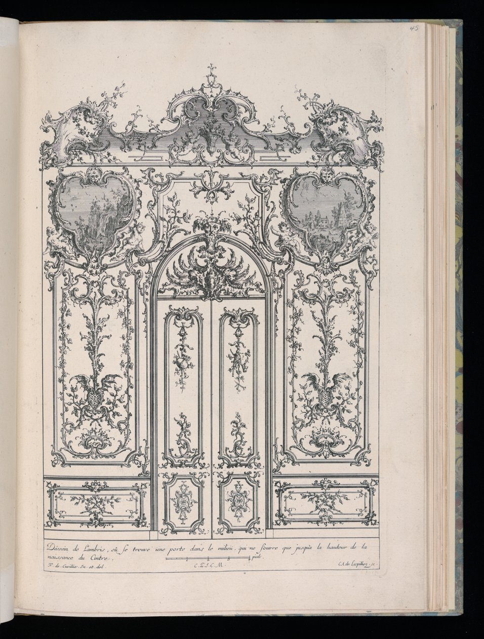 Muro con doppia porta, Livre de Lambris (Libro dei Rivestimenti) da François de Cuvilliés the Elder