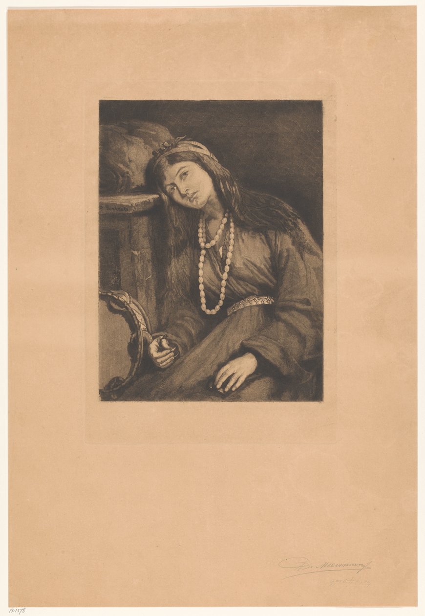 Musicista a riposo con nacchere e tamburello (Mignon) da François de Meersman (signed by artist)