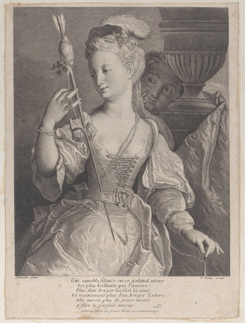 Giovane donna che fila il filo per una freccia da François de Poilly