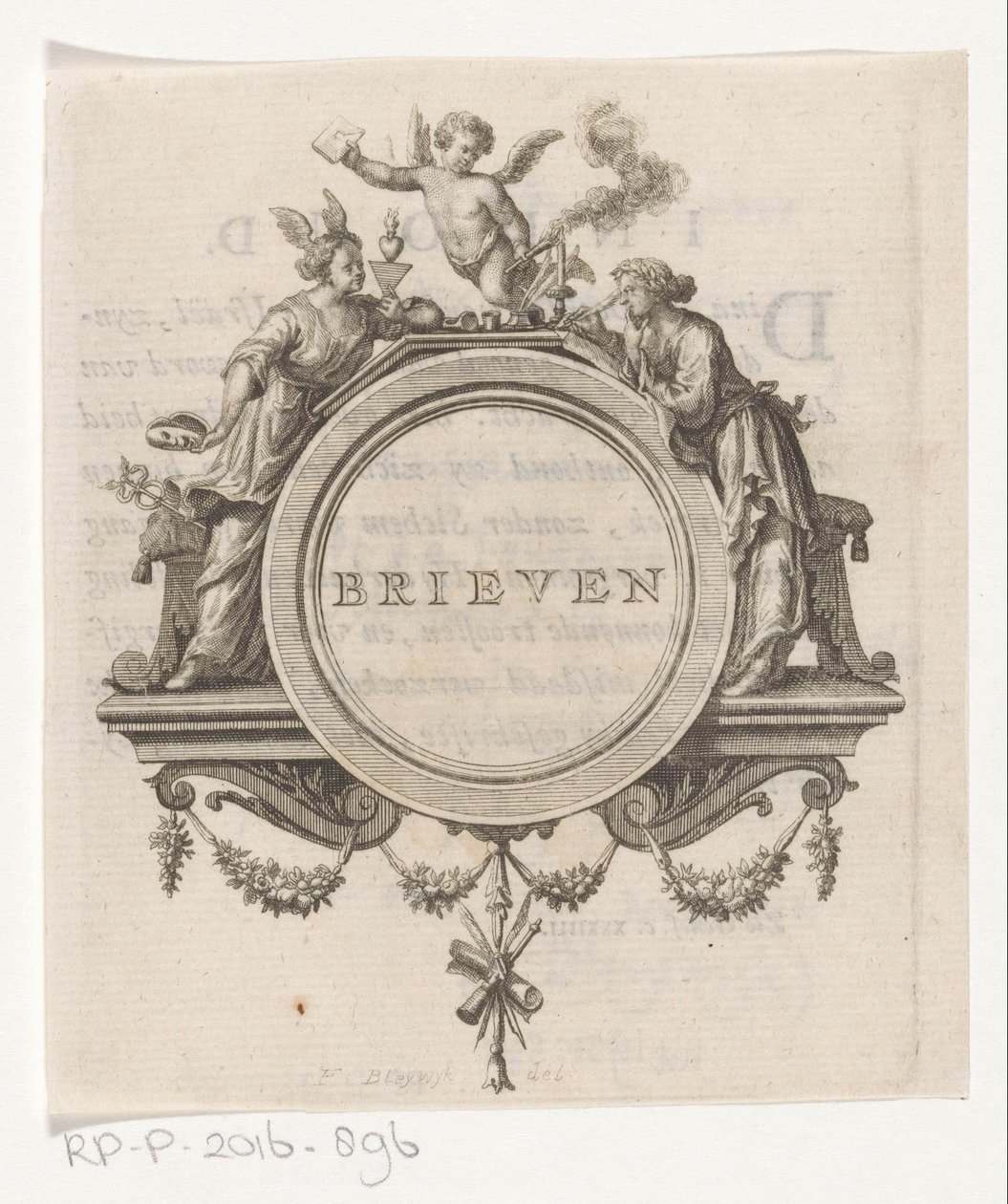 Figura allegorica e donna che scrive da François van Bleyswijck