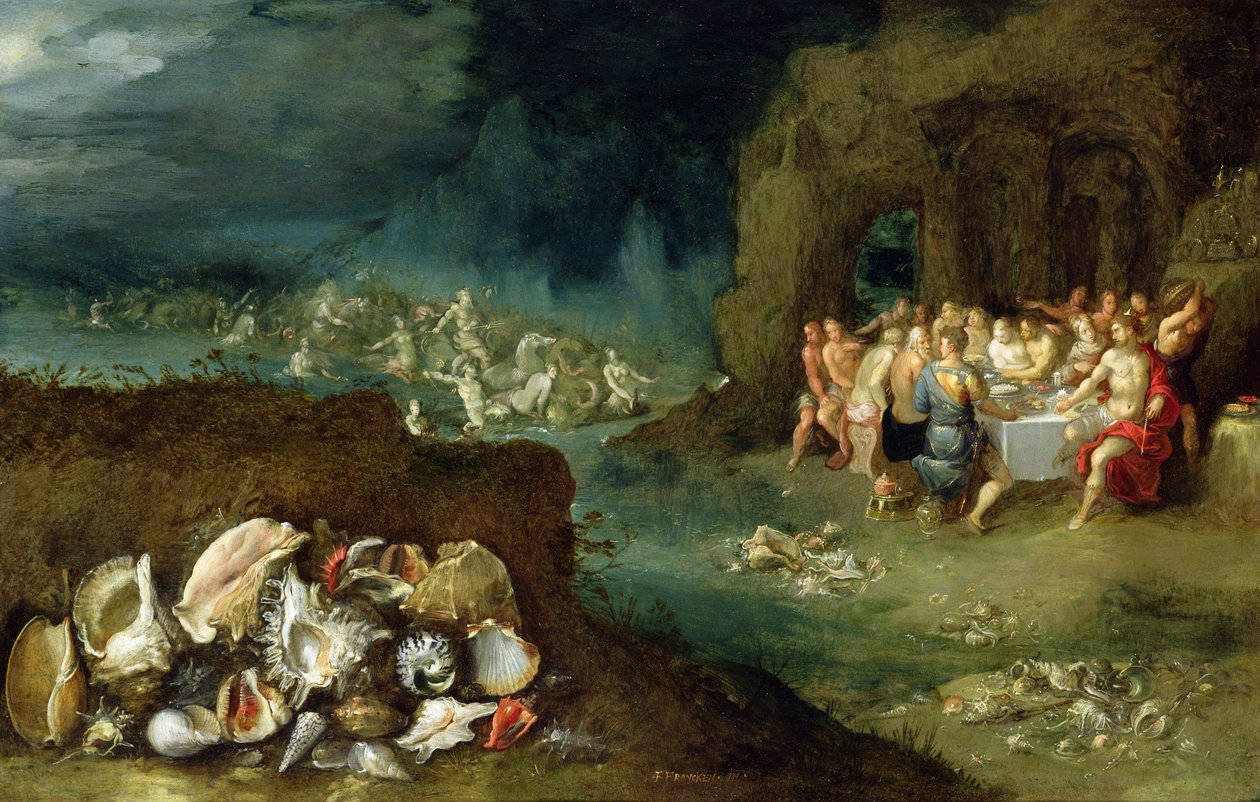 Natura morta di conchiglie con la Festa degli Dei, c.1615 da Frans II Francken the Younger