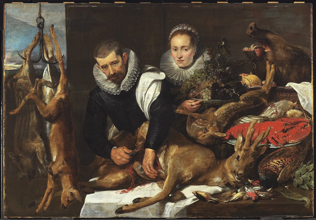 Eviscerazione di un capriolo con ritratto di una coppia sposata, c.1625 da Frans Snyders or Snijders