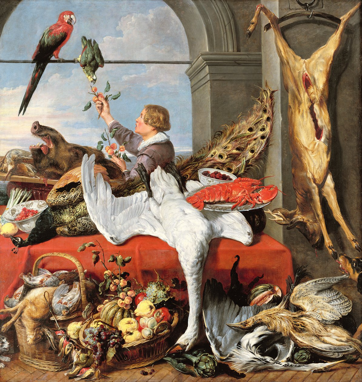 Interno di un ufficio, o natura morta con selvaggina, pollame e frutta da Frans Snyders or Snijders