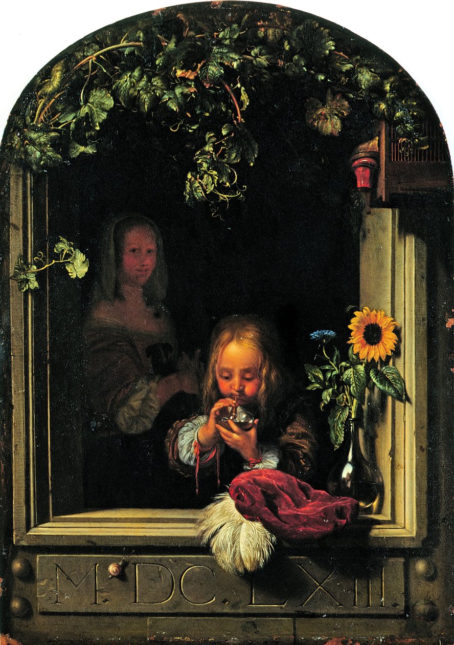 Ragazzo che soffia bolle da Frans van Mieris