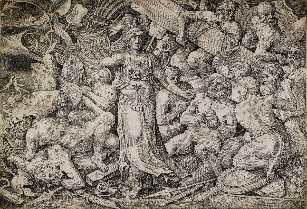 Vittoria circondata da prigionieri e trofei, 1552 da Frans Floris
