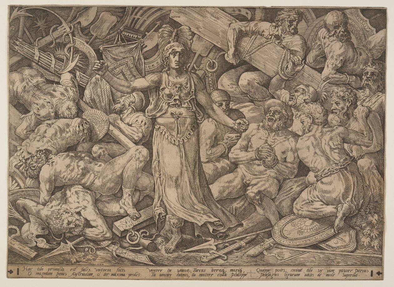 Vittoria circondata da prigionieri e trofei di guerra da Frans Floris I