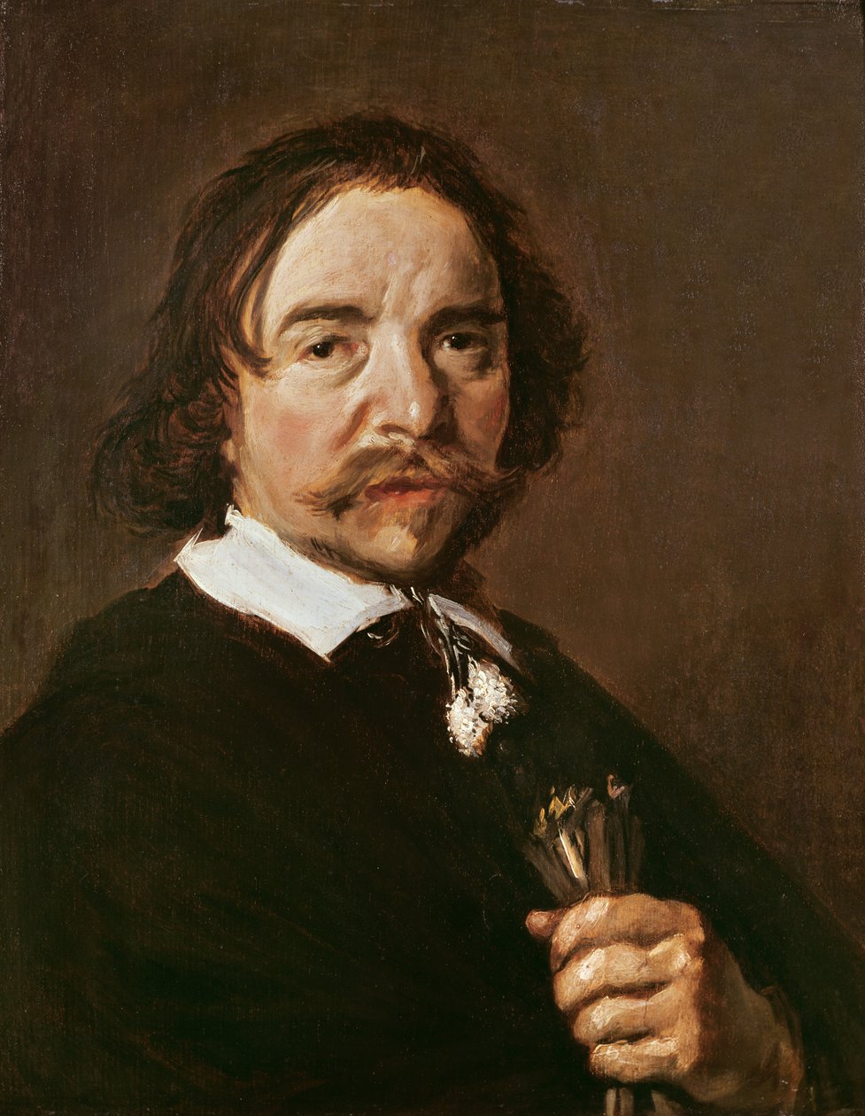 Ritratto di un uomo con un guanto e capelli neri, c.1657 da Frans Hals
