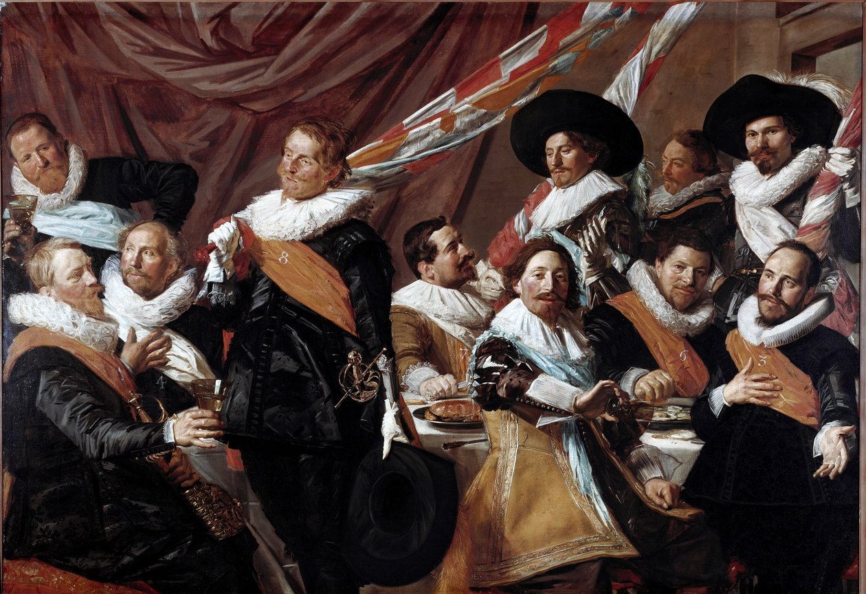 Il Banchetto degli Ufficiali del Corpo degli Arcieri di San Giorgio di Haarlem. Dipinto di Franz Hals, 1627. Haarlem, Frans Hals Museum da Frans Hals