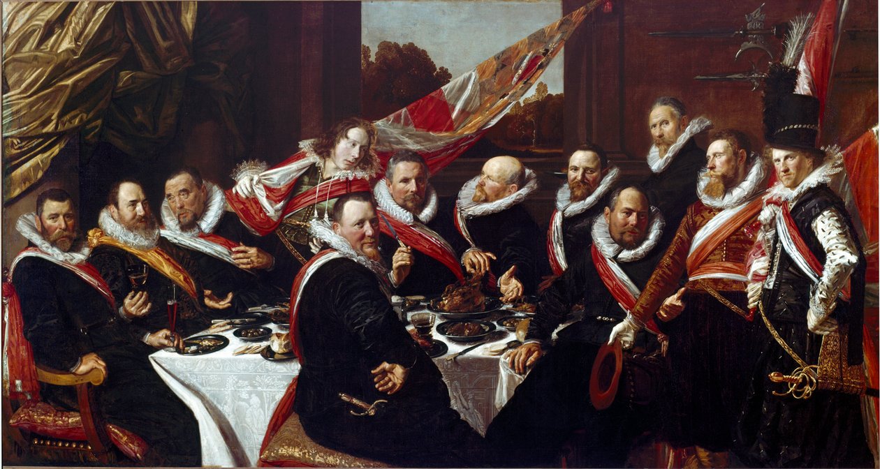 Il banchetto degli ufficiali del Corpo degli Arcieri di San Giorgio di Haarlem Dipinto di Franz Hals (ca. 1580-1666) 1616 Dim. 170 x120 cm Haarlem, Museo Frans Hals, Olanda da Frans Hals