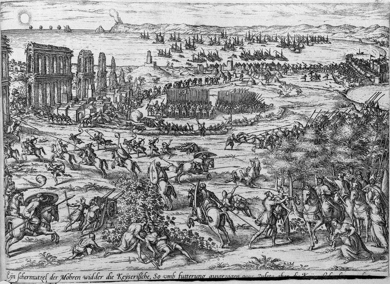Una scaramuccia tra i turchi e le truppe imperiali. da Frans Hogenberg