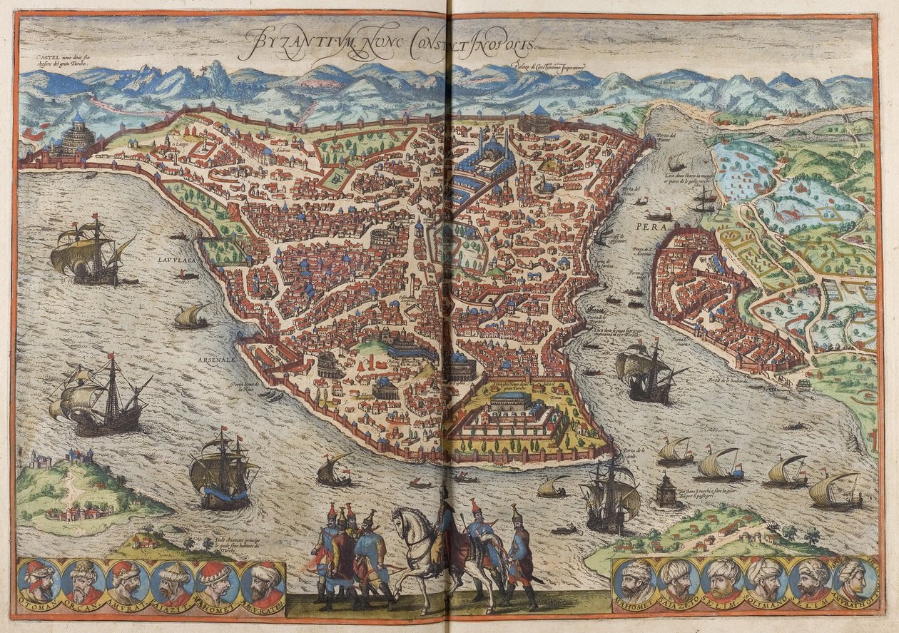 Bisanzio. Costantinopoli Da: Civitates Orbis Terrarum, 1572 da Frans Hogenberg