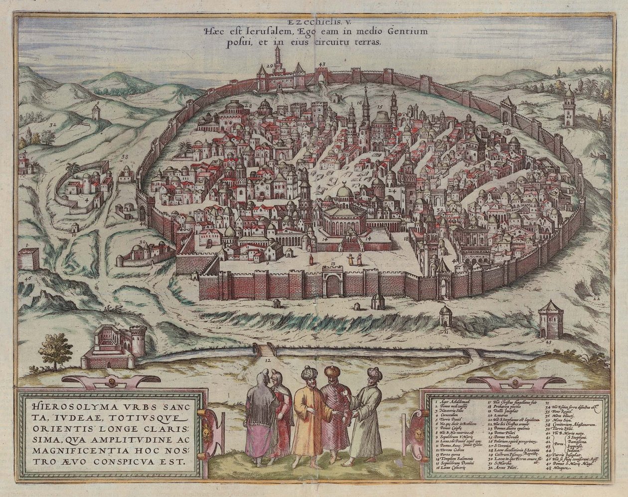 La mappa di Gerusalemme Da: Jansson, Jan. Illustriorum Hispaniae urbium tabulae, Amsterdam, 1657 da Frans Hogenberg