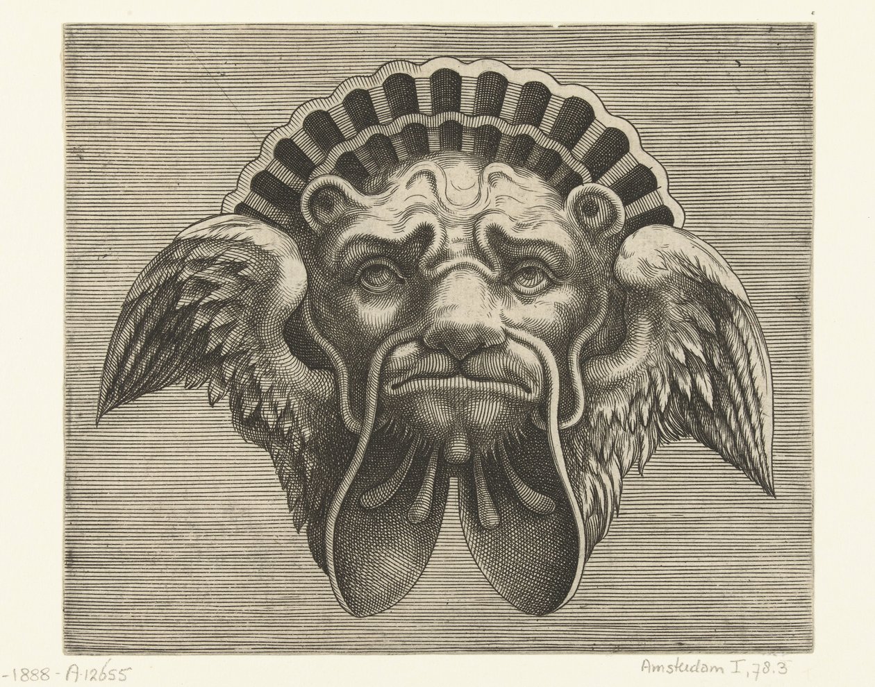 Maschera con ali al posto delle orecchie e un copricapo a forma di conchiglia da Frans Huys