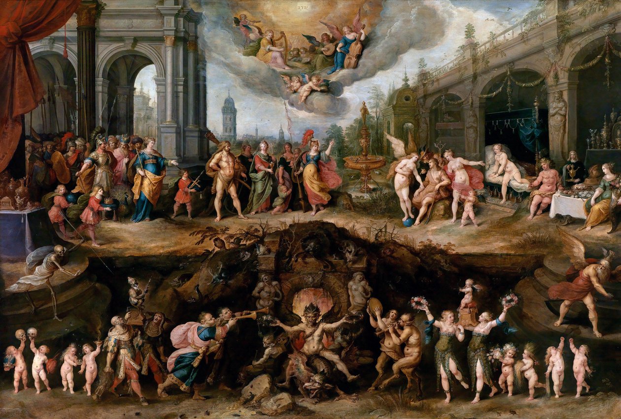 Uomo che deve scegliere tra le Virtù e i Vizi da Frans II Francken