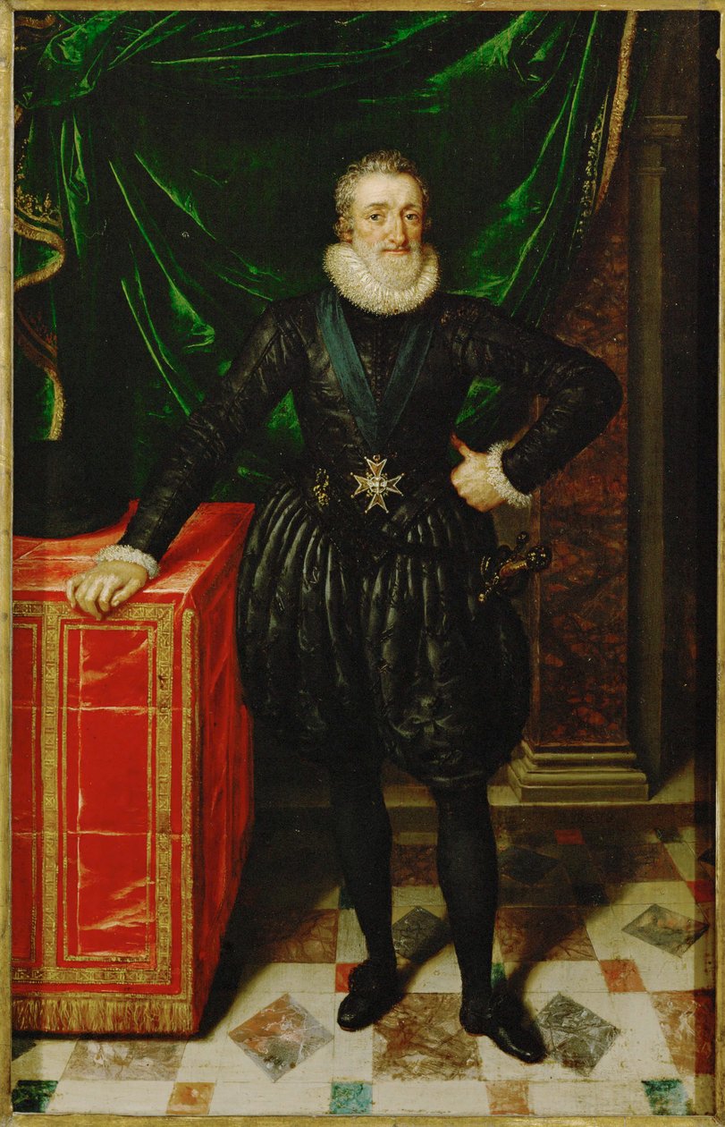 Enrico IV, re di Francia, in abito nero di corte ... da Frans II Pourbus