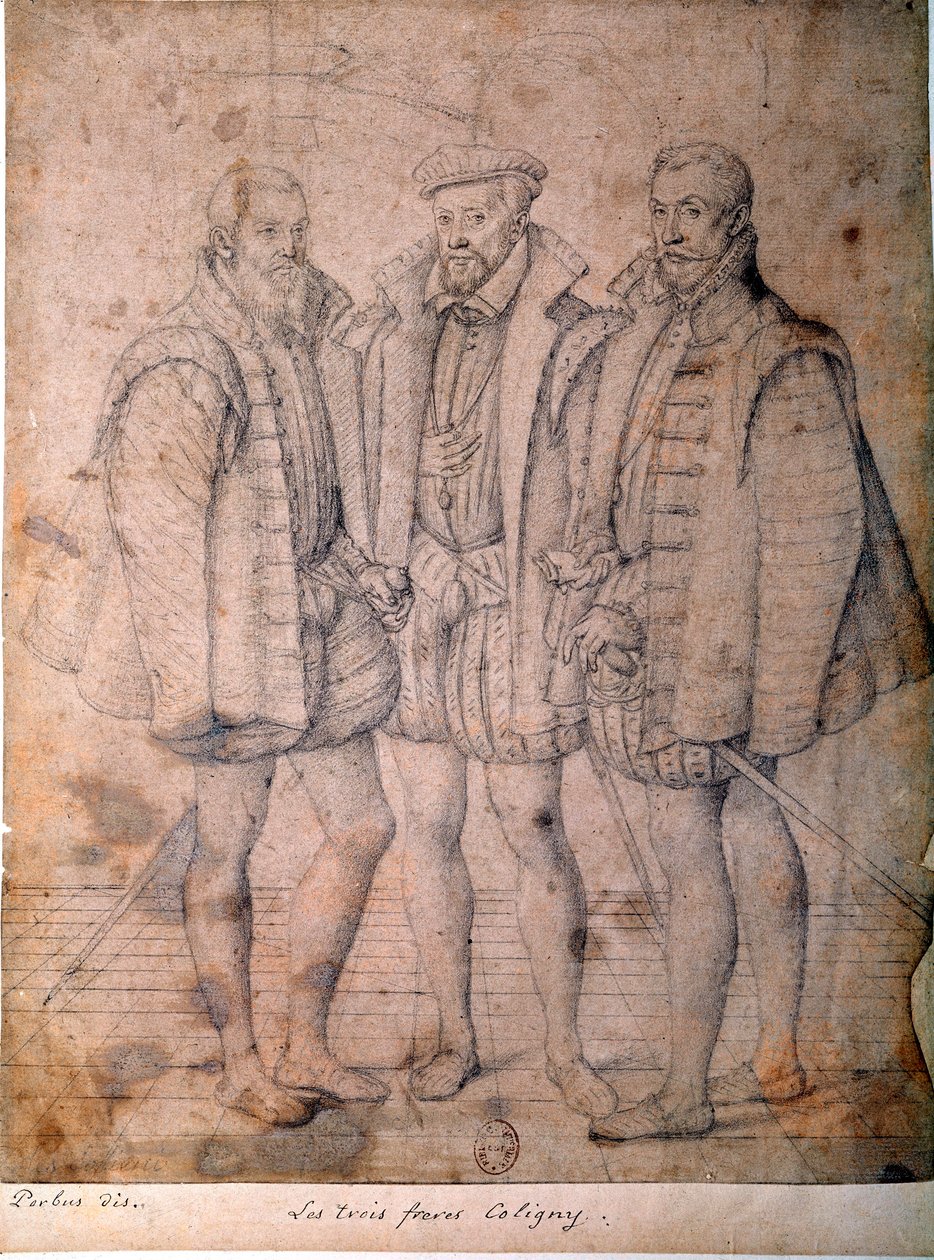 Ritratto dei tre Coligny: Cardinale Odet, Gaspard, Ammiraglio di Francia e Francois, Signore di Andelot da Frans I Pourbus