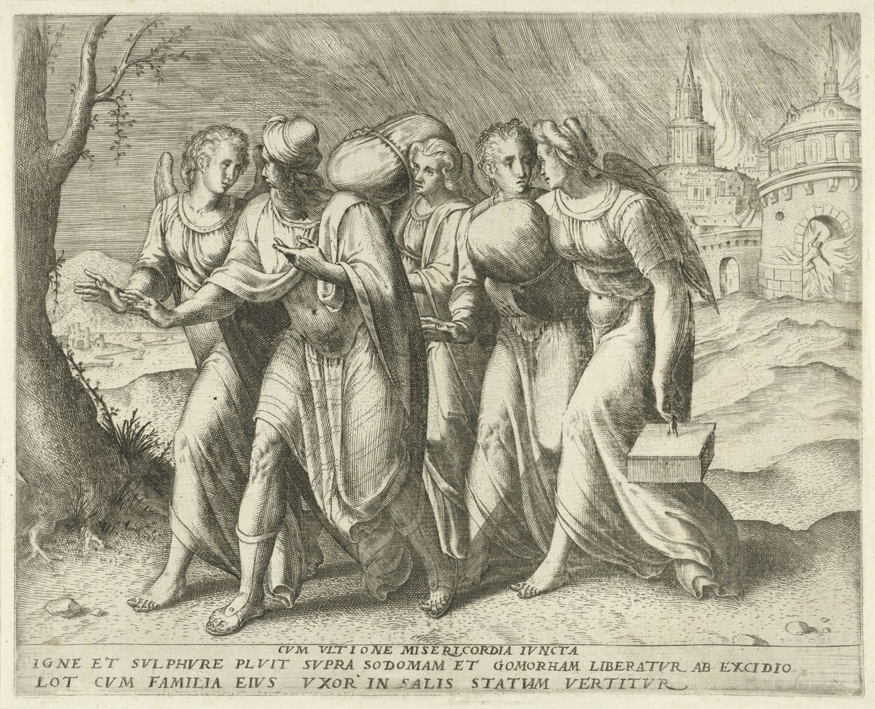 Lot lascia Sodoma (Storia di Lot) da Frans Menton