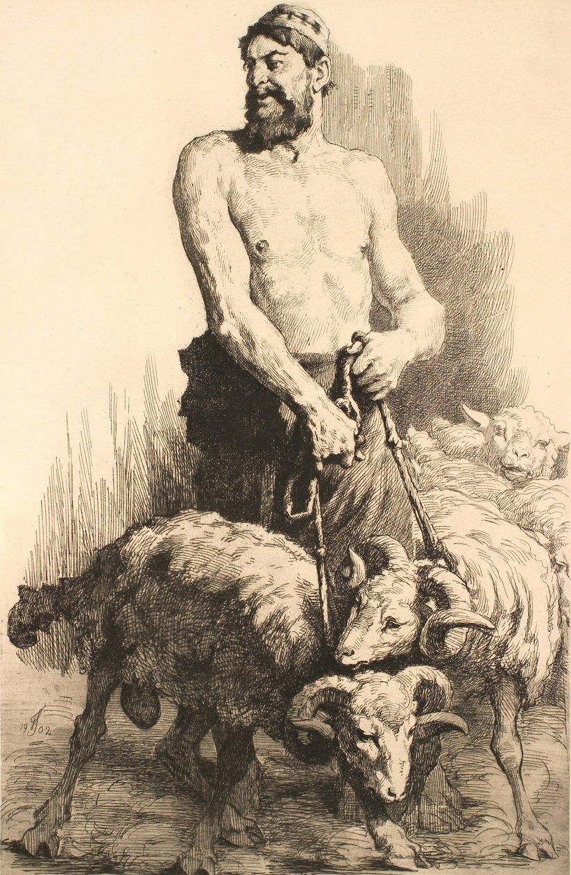 Il pastore con i montoni da Frans Schwartz