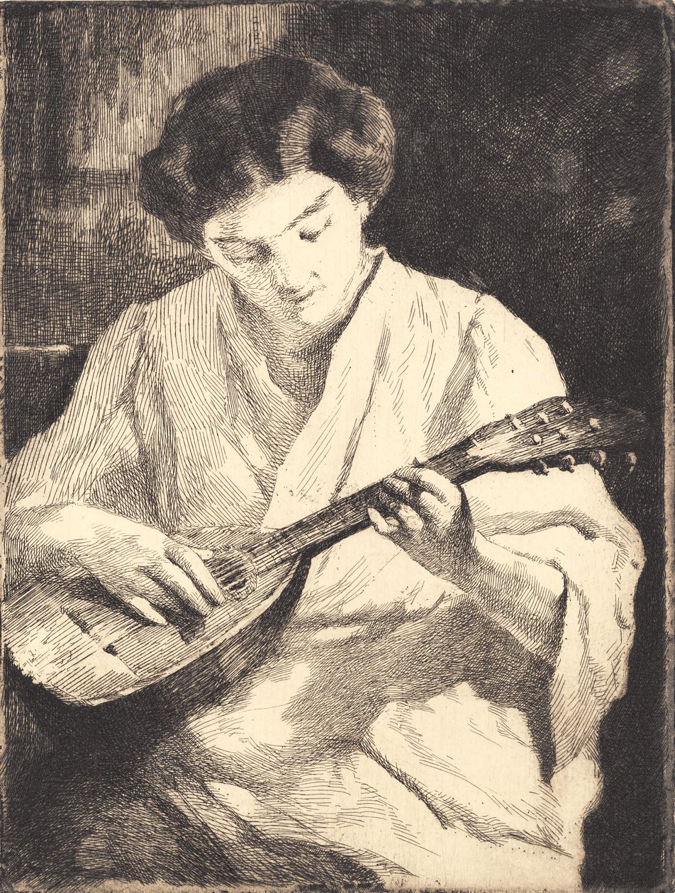 Donna che suona il mandolino da Frans Schwartz