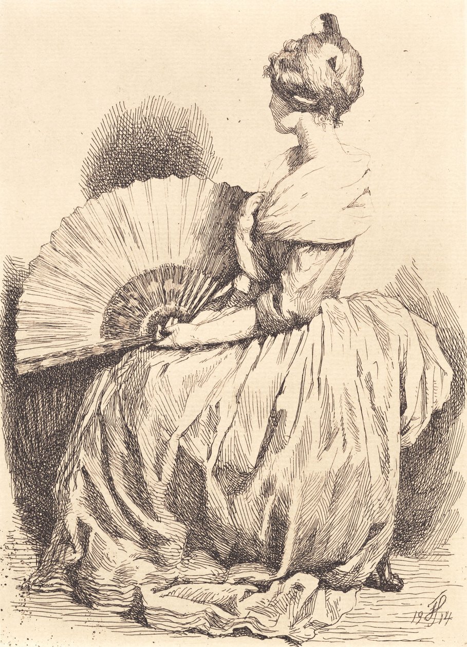 Donna seduta con ventaglio da Frans Schwartz