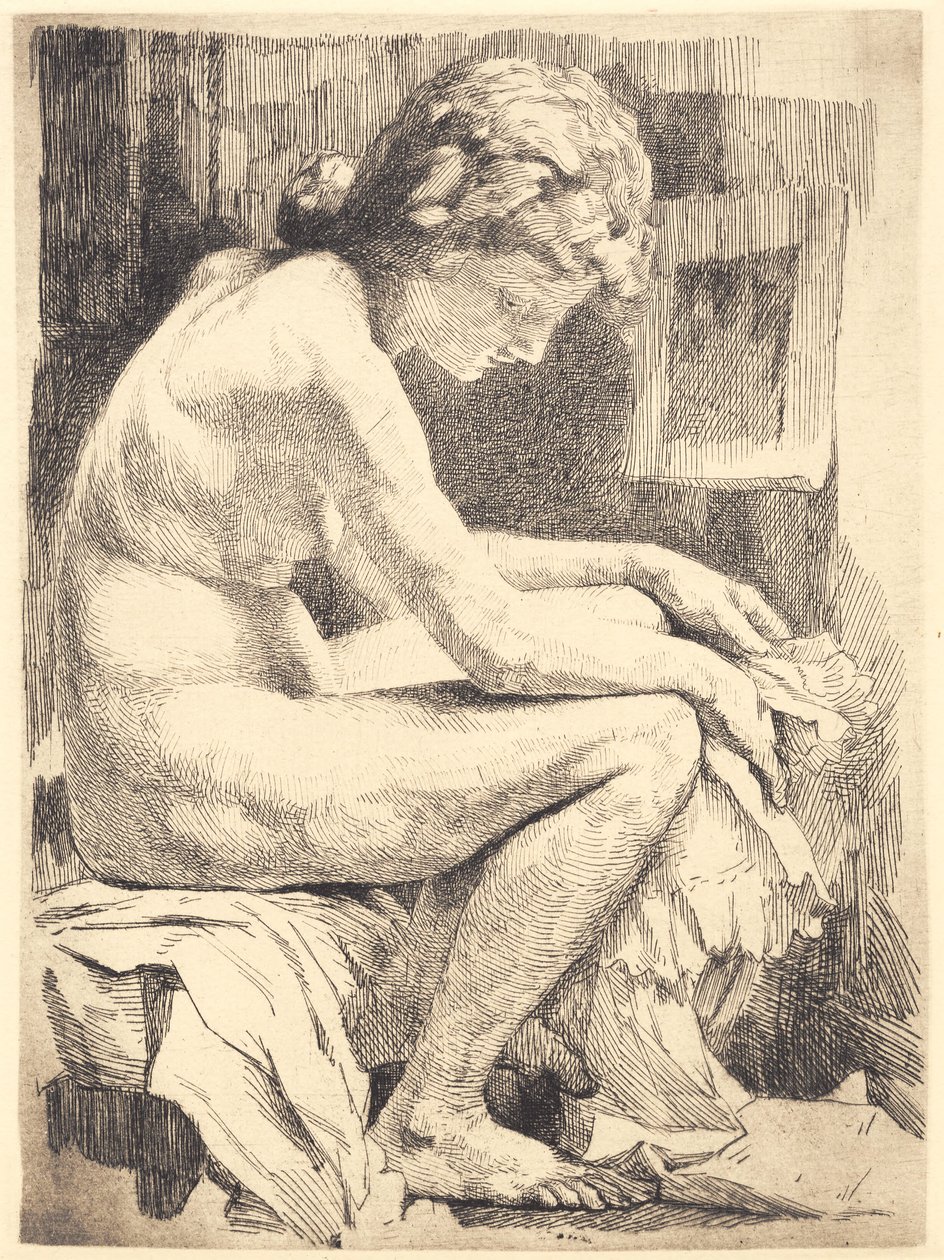 Giovane donna nuda, seduta da Frans Schwartz