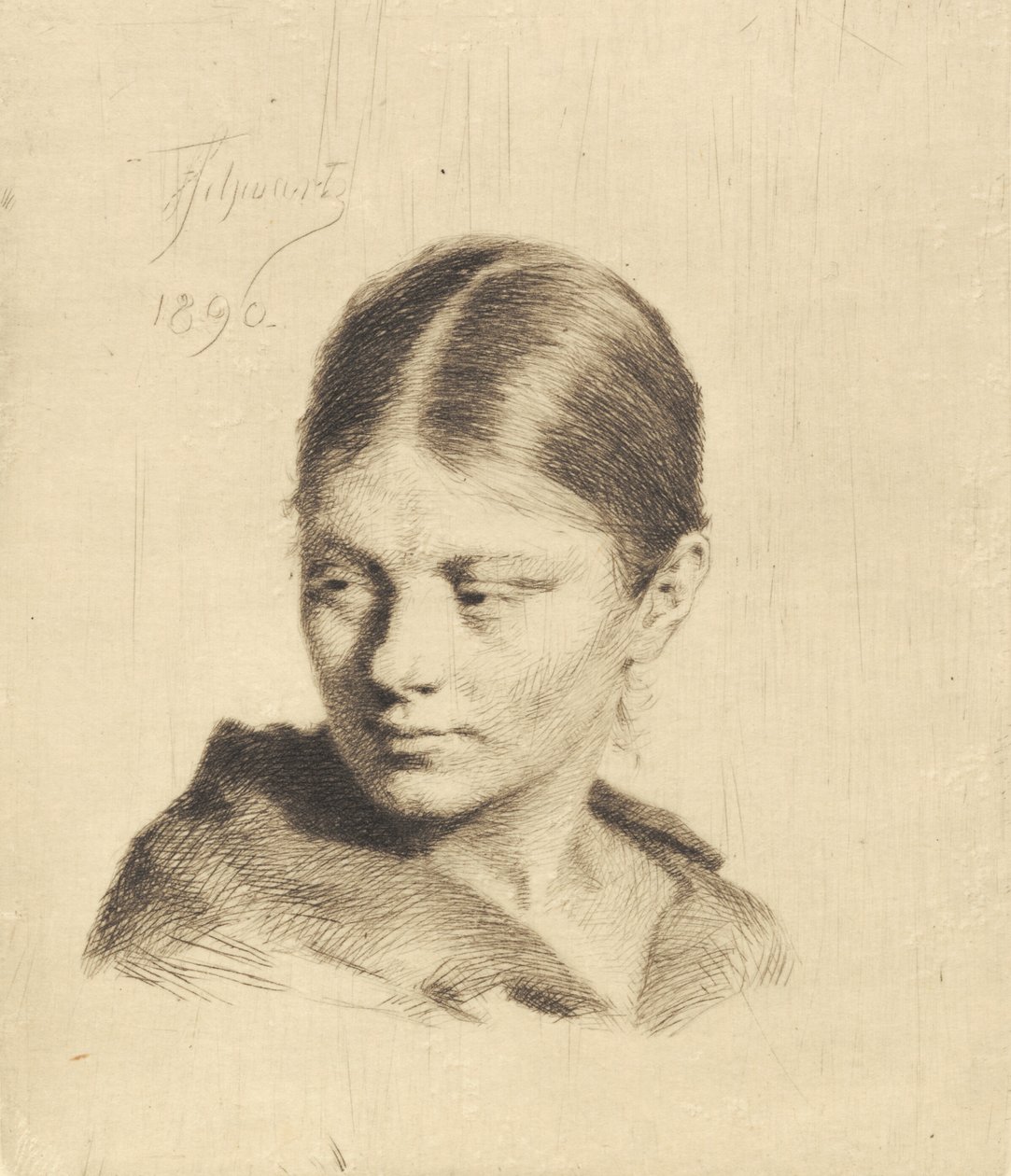 Giovane ragazza che guarda di lato da Frans Schwartz