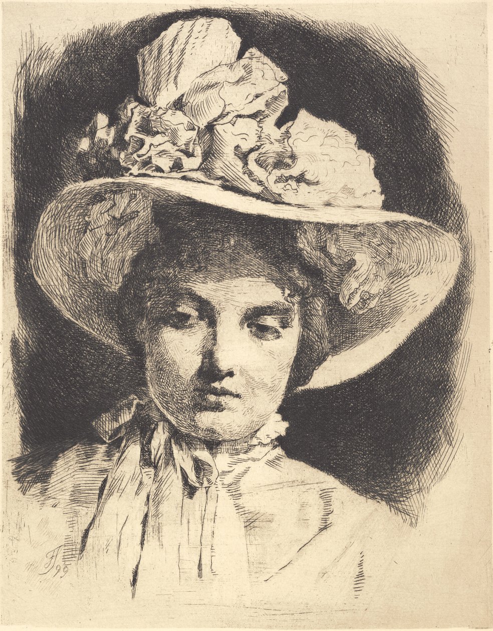 Giovane ragazza, di fronte, con cappello a tesa larga da Frans Schwartz