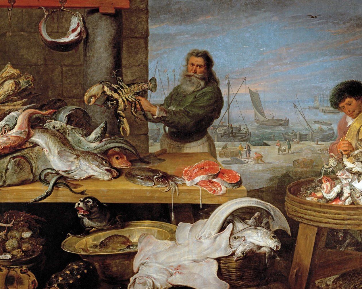 Un mercato del pesce (olio su tela) da Frans & Vos Cornelis de (1585-1651) Snyders