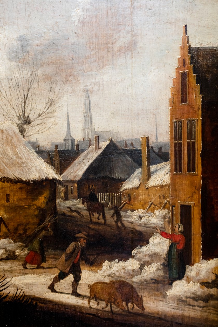 Un villaggio sotto la neve, dettaglio da Frans de Momper
