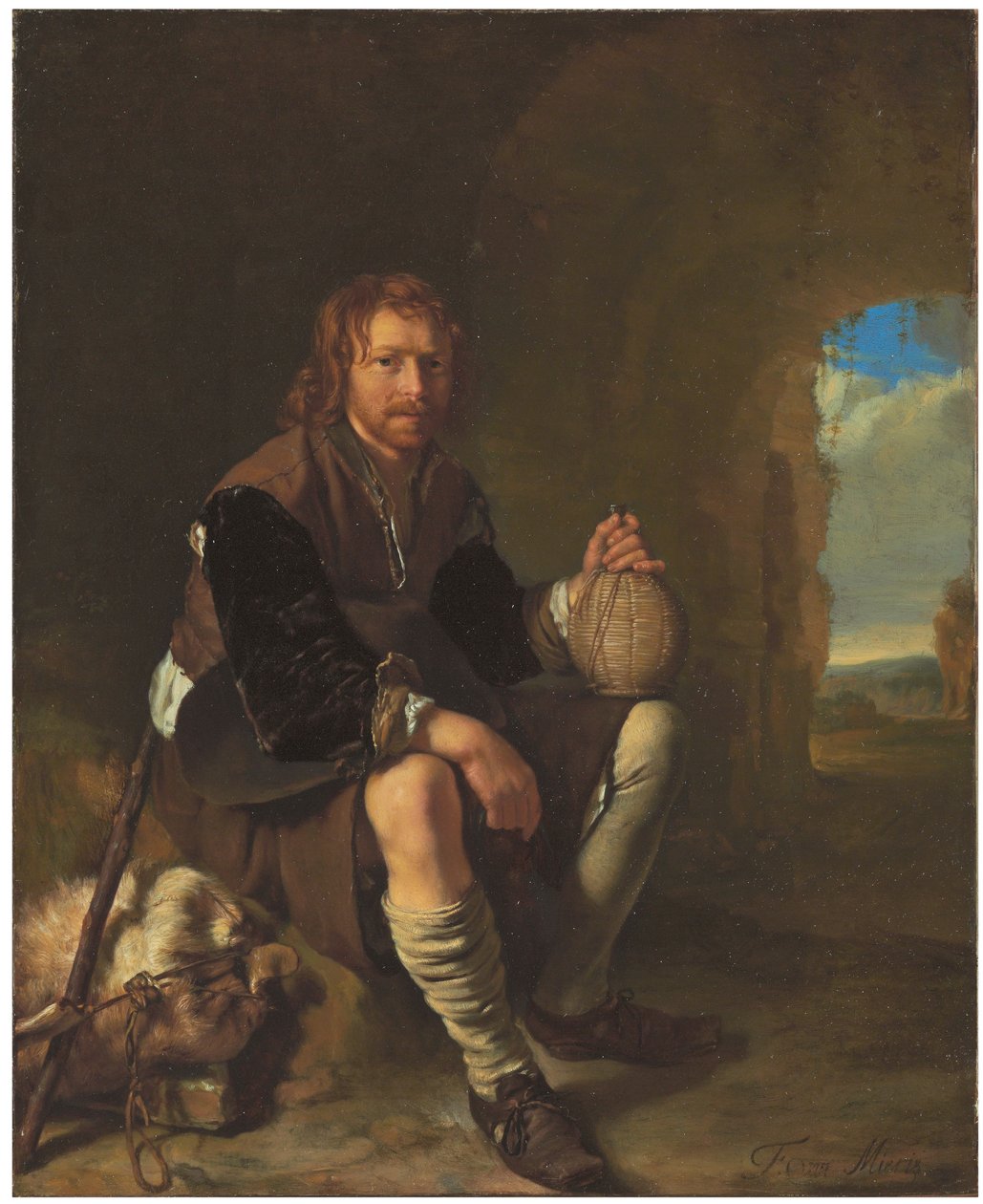Un viaggiatore a riposo da Frans van Mieris
