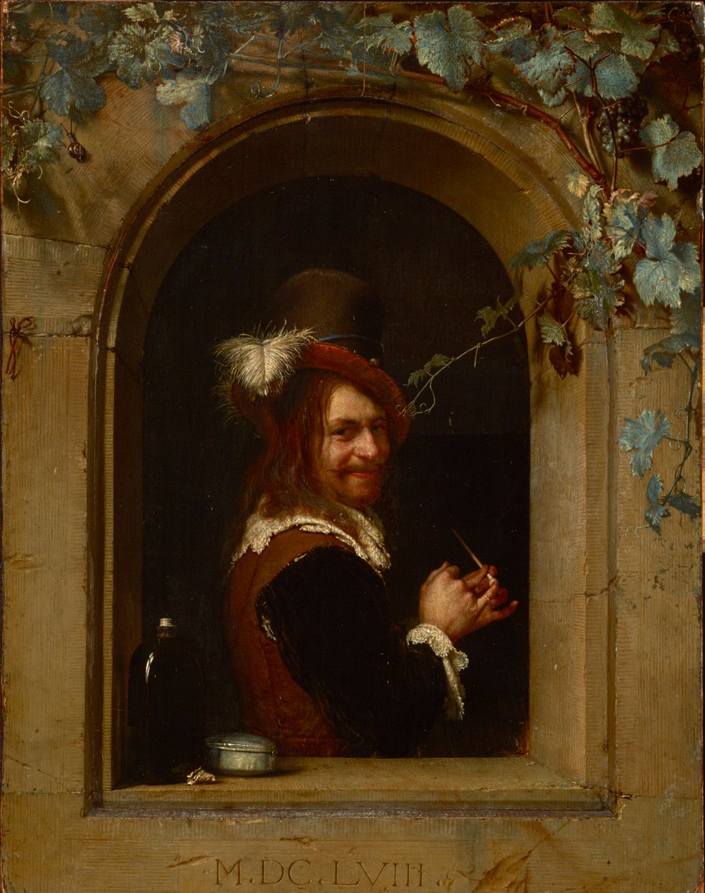 Uomo con pipa alla finestra da Frans van Mieris