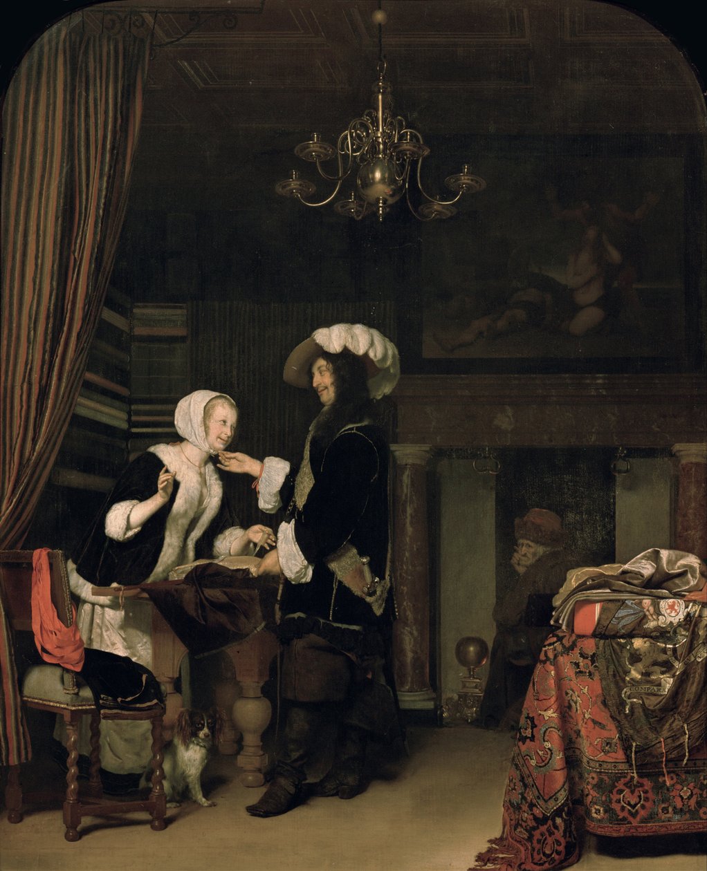 Cavaliere nel negozio, 1660 da Frans van Mieris the Elder