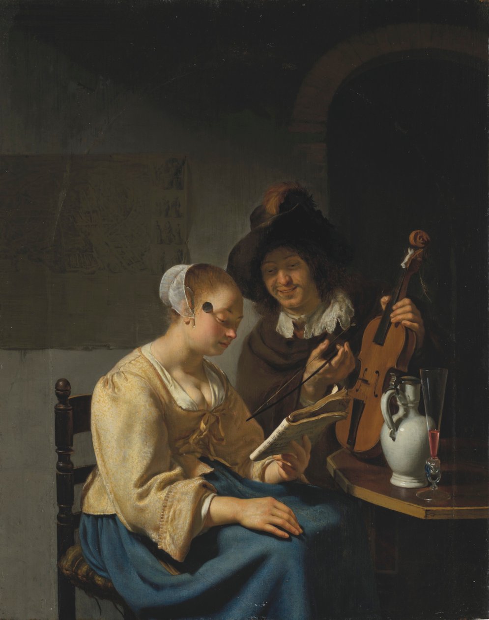 Donna con spartiti e uomo con violino da Frans van Mieris the Elder