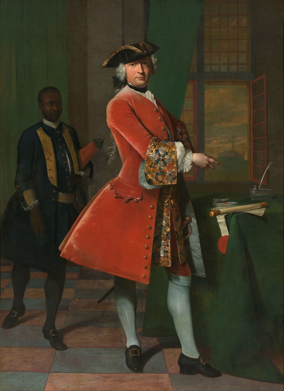 Ritratto di Jan Pranger e un servo schiavo da Frans van der Mijn
