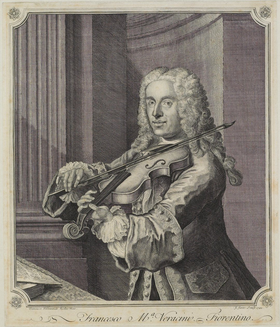 Francesco Ma Veracini, inciso da J. June, 1744 da Franz Ferdinand Richter