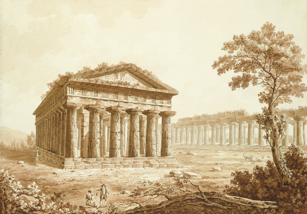 Il Tempio di Nettuno e la Basilica a Paestum da Franz Kaisermaan