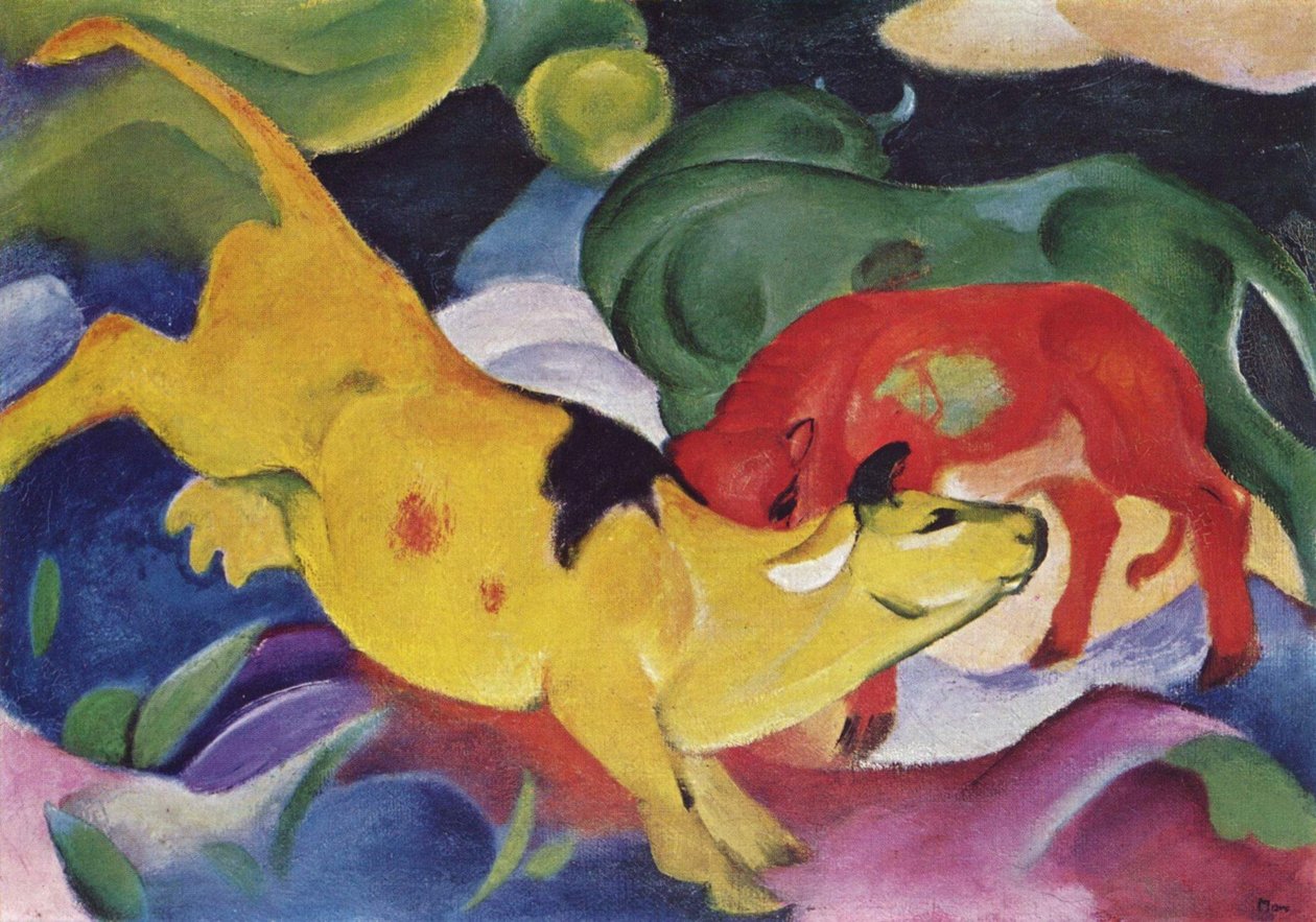 Mucche-rosso, verde, giallo da Franz Marc