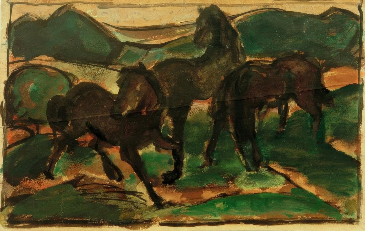 Cavalli al pascolo I da Franz Marc
