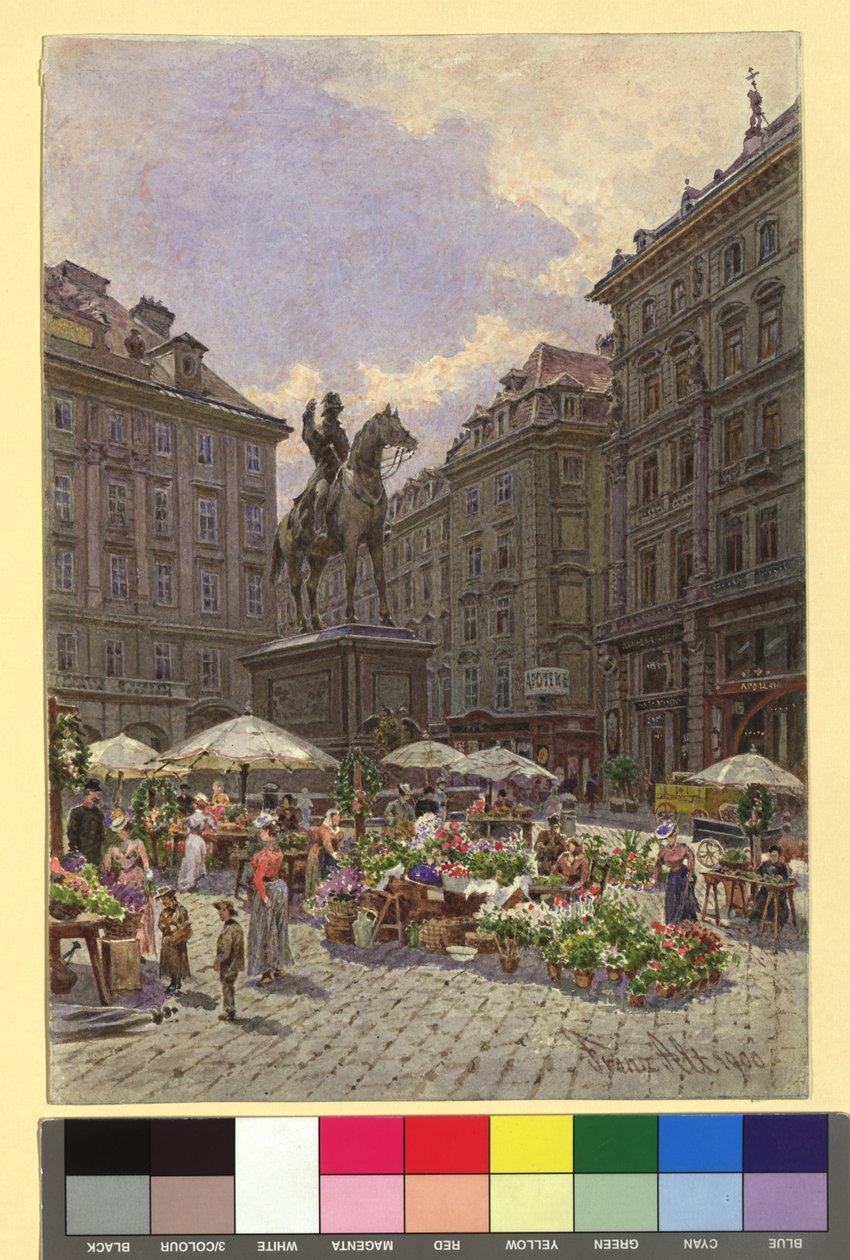 Monumento a Radetzky con il Ministero della Guerra in Am Hof da Franz Alt