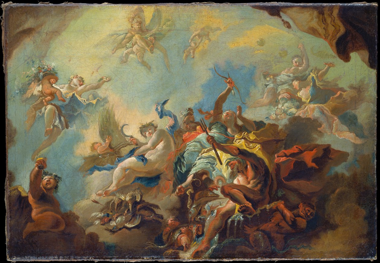 I quattro elementi, studio preparatorio per un soffitto dipinto (allegoria del tempo?) da Franz Anton Maulbertsch