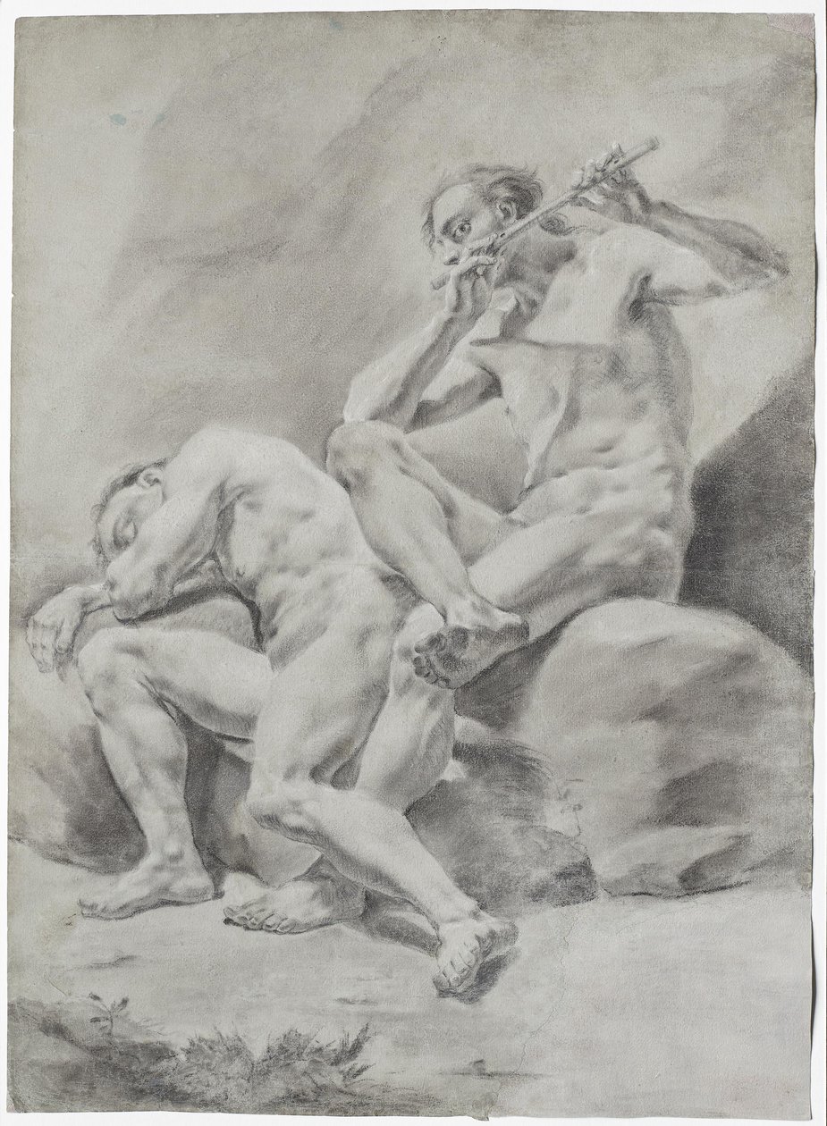 DUE UOMINI NUDI, CHE DORMONO E SUONANO IL FLAUTO da Franz Anton Maulbertsch