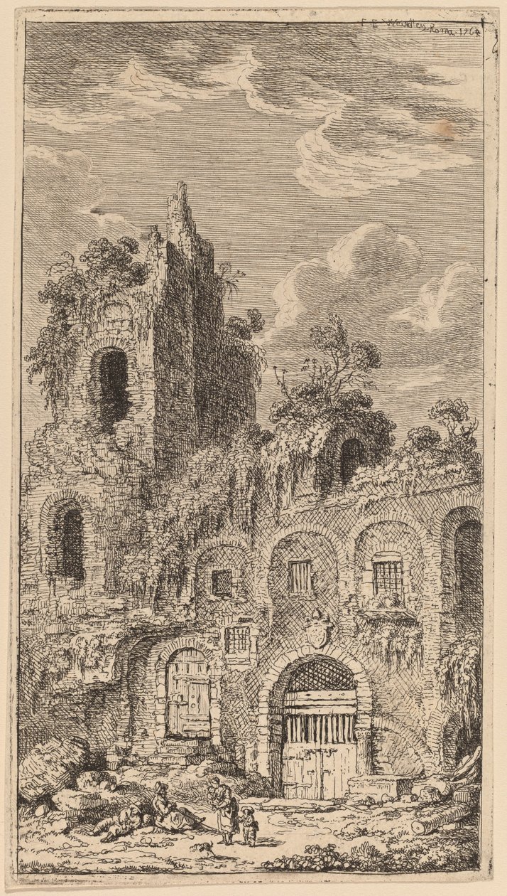 Frammento della vecchia cinta muraria a San Giovanni Laterano da Franz Edmund Weirotter