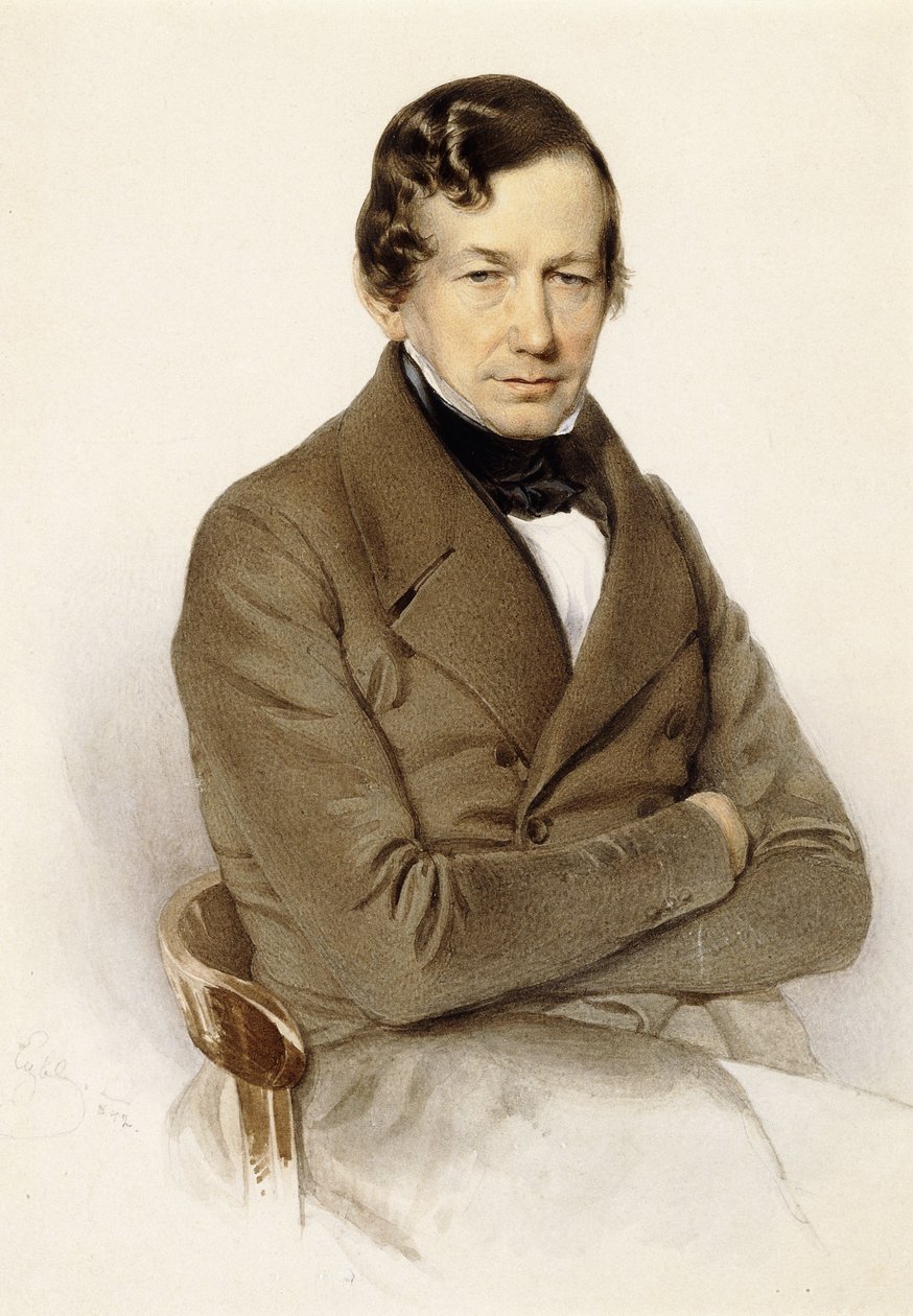 Ritratto di Anton Diabelli, seduto a mezzo busto, 1842 da Franz Eybl