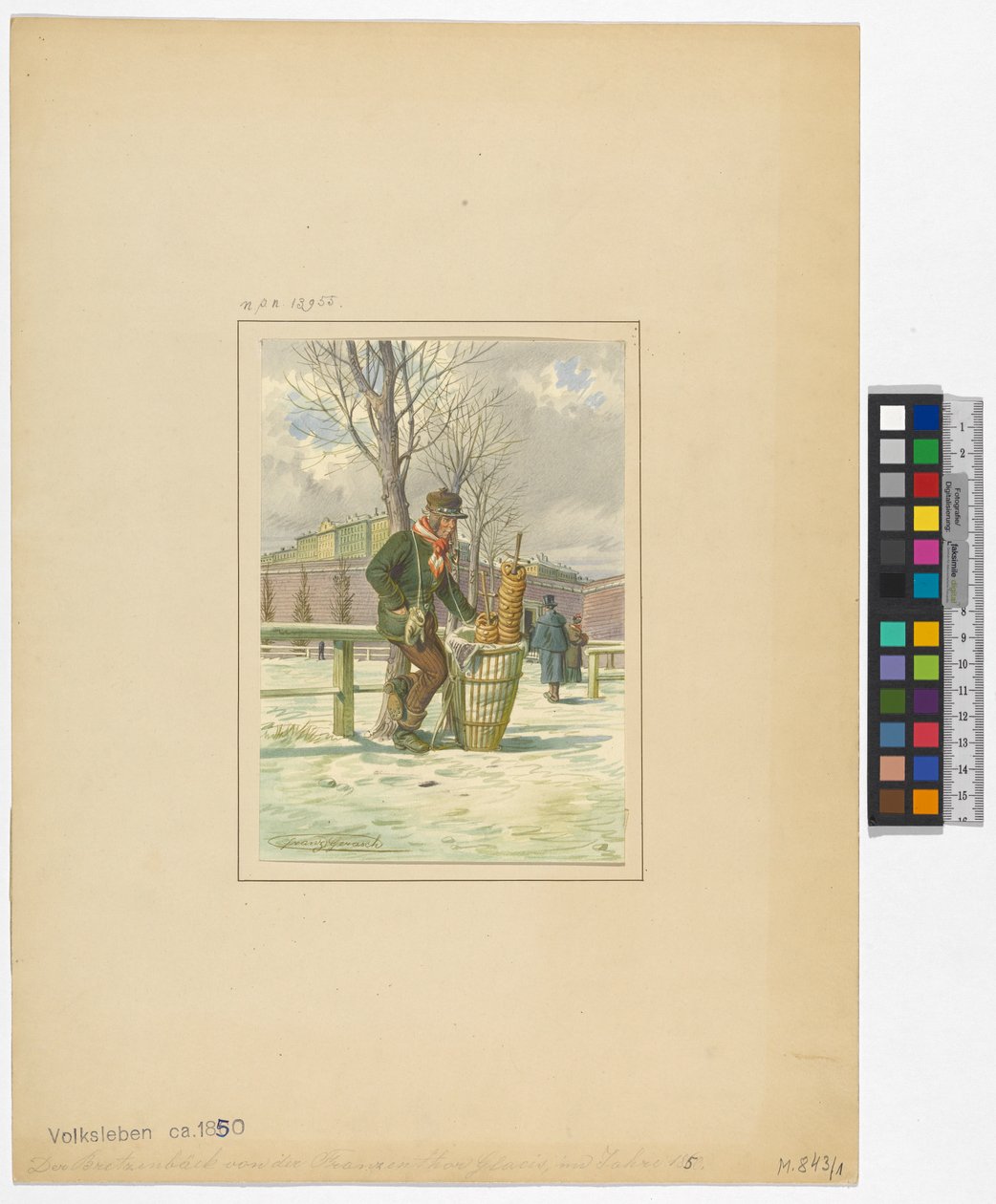 Venditore di brezel davanti alla Franzenstor sul Glacis da Franz Gerasch