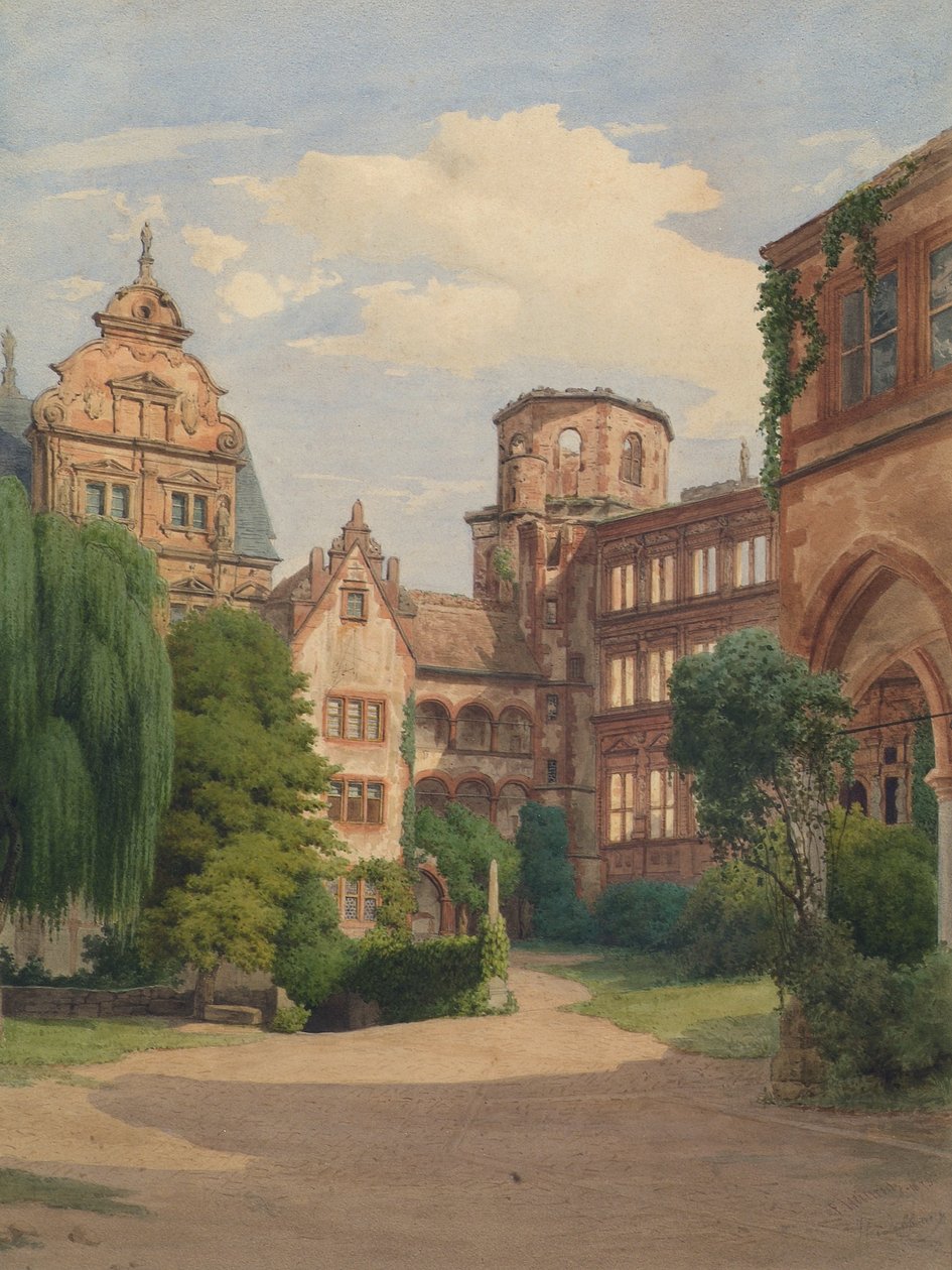 Veduta del castello di Heidelberg da Franz Heinrich