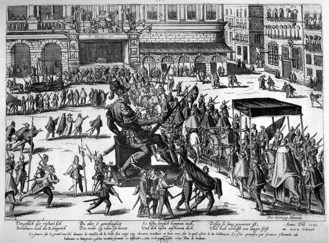 Ingresso di Hercule Francois di Francia, duca di Alençon (1554-84) ad Anversa, 19 febbraio 1582 da Franz Hogenberg