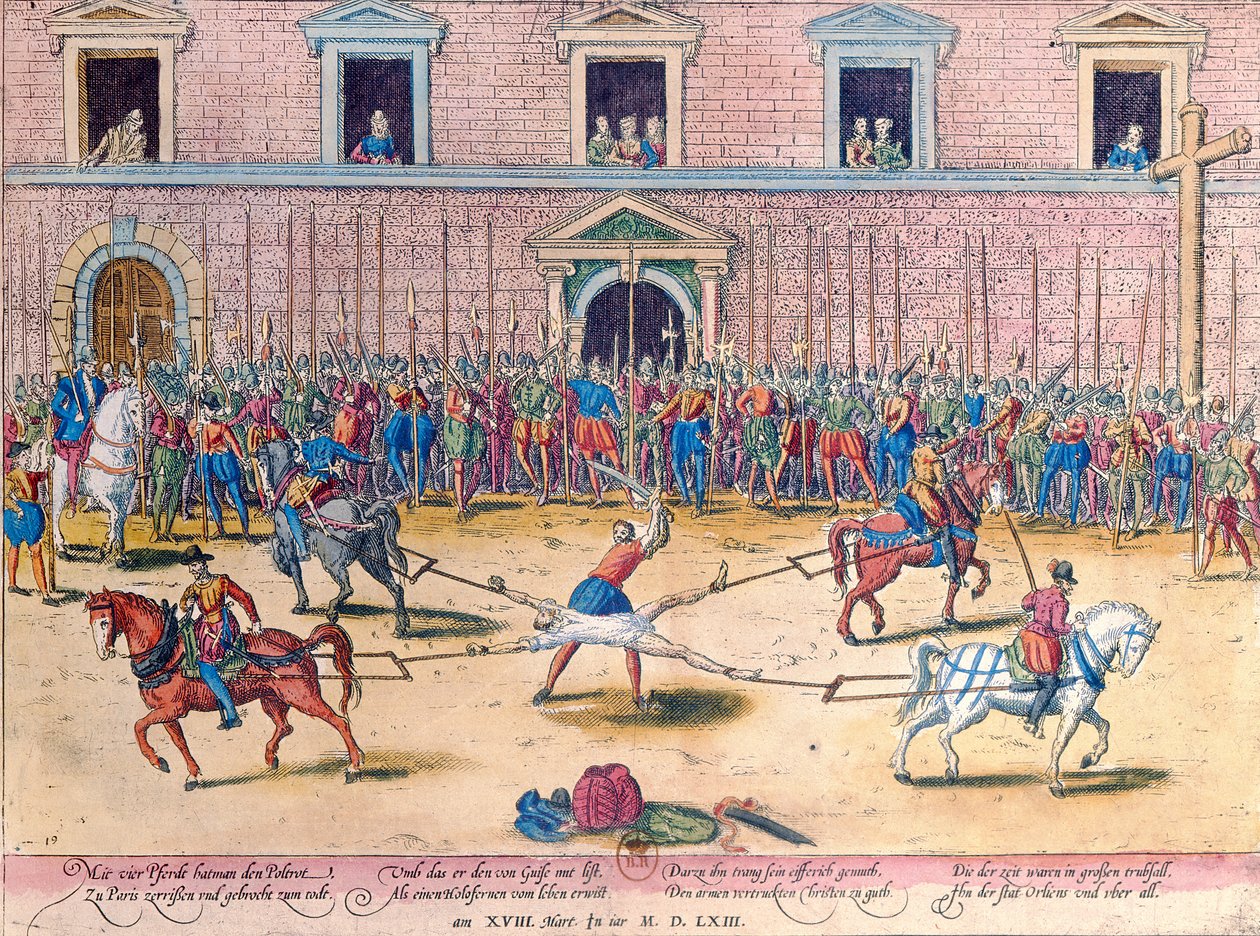 Esecuzione di Jean de Poltrot, Sieur de Mere, il 18 marzo 1563 da Franz Hogenberg