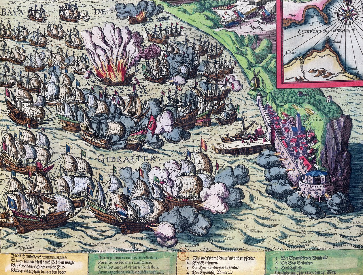 Combattimento al Largo di Gibilterra, stampato il 25 maggio 1607 da Franz Hogenberg